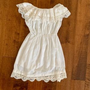 NLW white boho crochet lace trim dress S small fairycore angelcore